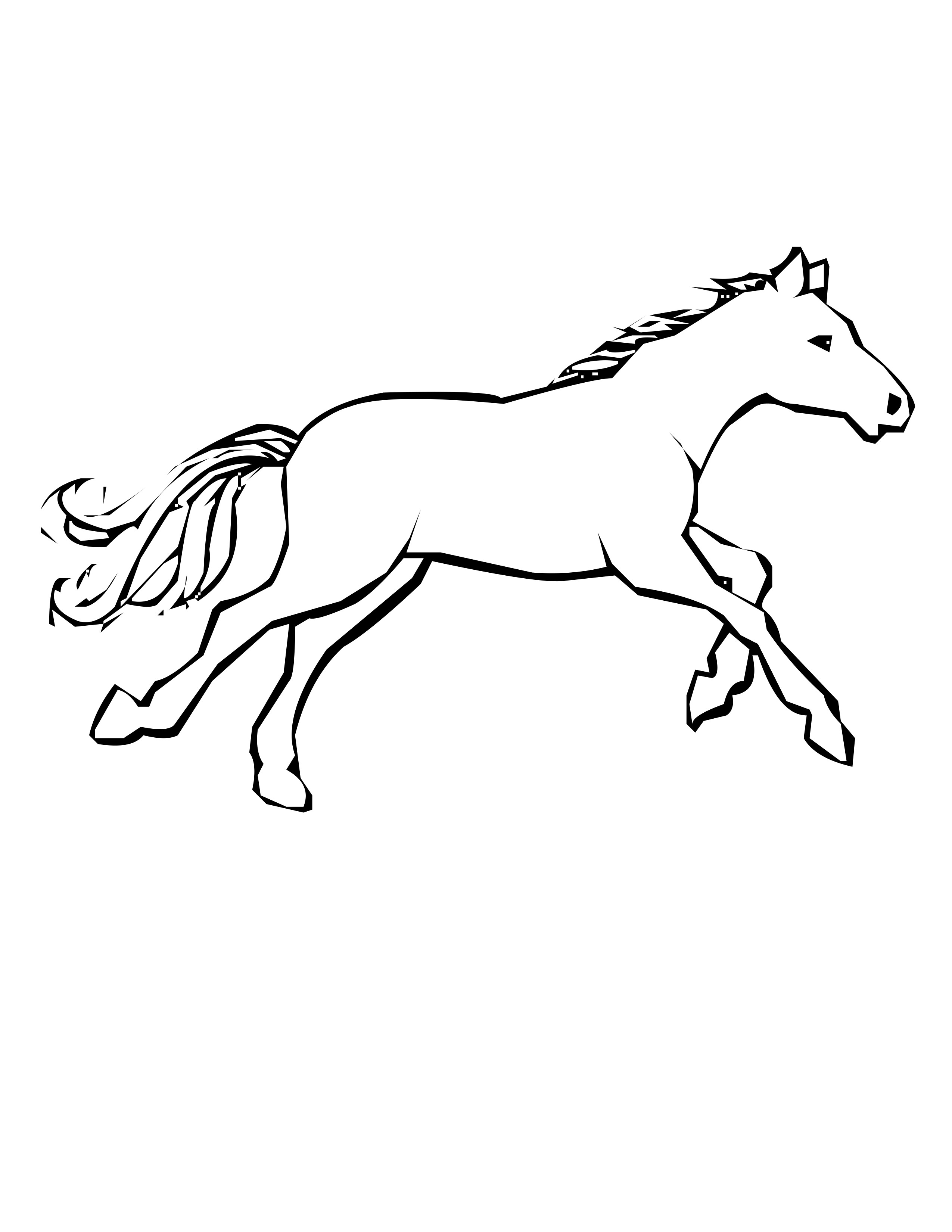 Лошадь скачет раскраска